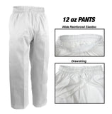 Karate Pants, 12 oz. White, Elastic Waist