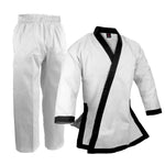 Tangsoodo Uniform, 10 oz., Medium Weight, Black Trim w/ Elastic Waist