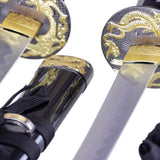 Sword- Metal, Samurai Swords 3pcs Set, Black/Gold (SE-3972-SET)