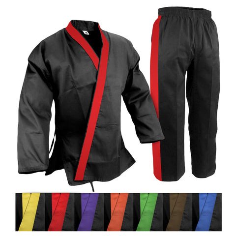 Custom Trimmed Lapel and Pants, Uniform,  Light Weight, Black