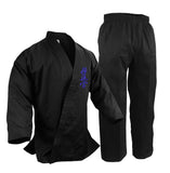 Karate Uniform, 10 oz. 100% Cotton, Black w/ Kyokushin Logo