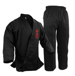 Karate Uniform, 10 oz. 100% Cotton, Black w/ Kyokushin Logo