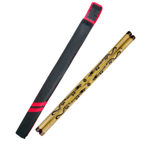 Escrima Stick, Rattan, Carved Dragon (Pair)