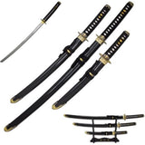 Sword- Metal, Samurai Swords 3pcs Set, Black/Gold (SE-3972-SET)