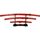 Sword- Metal, Samurai Swords 3pcs Set, Red (YK-58RD4)