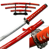 Sword- Metal, Samurai Swords 3pcs Set, Red (YK-58RD4)