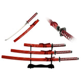 Sword- Metal, Samurai Swords 3pcs Set, Red (YK-58RD4)